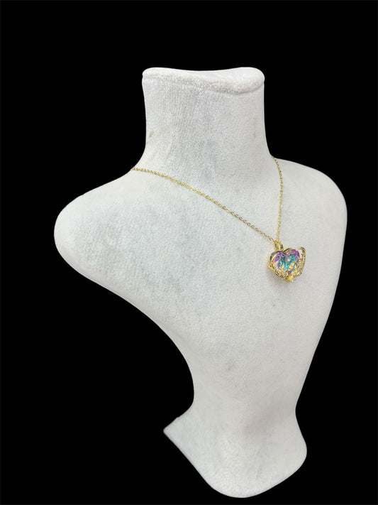 Altın Kaplama Renkli Kalp Kolye